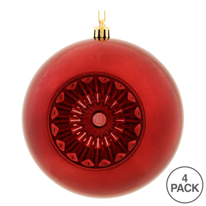 Vickerman 4.75" Burgundy Shiny Star Brite Ball Ornament 4 per Bag