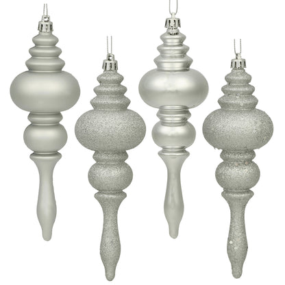 Vickerman 7" Silver 4-Finish Finial Ornament 8 per Box