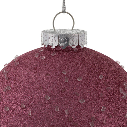 Vickerman 6" Mauve Ice Ball Ornament. This textured ornament has a rough and icy look with a hint of delicate sparkle. Incorporate these ornaments into your holiday design for added texture. Includes 4 pieces per pack. Made with shatterproof plastic.