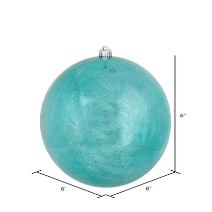 Vickerman 6" Teal Shiny Mercury Ball Ornament 4 per Bag