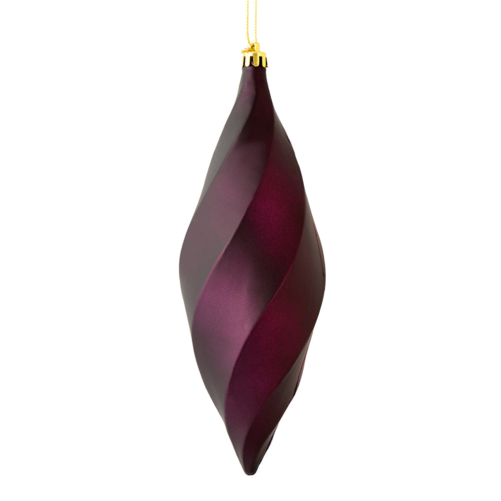 Vickerman 8" Plum Matte Swirl Finial Ornament Pack of 6