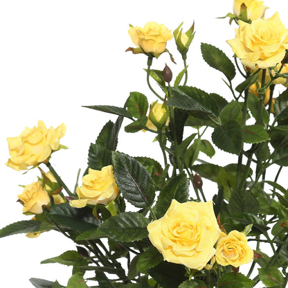 Vickerman 15" Artificial Yellow Mini Diamond Rose Bush.