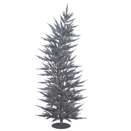 Vickerman 6' Silver Laser Artificial Christmas Tree Warm White Dura-lit LED Lights