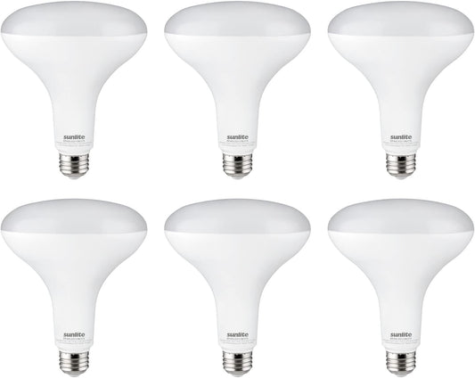 Sunlite 81487 LED BR40 Reflector Light Bulb, 13 Watts (85 Watt Equivalent), 120V, 1150 Lumens, Medium E26 Base, 90 CRI, Dimmable, Energy Star, Title-20 Compliant, ETL Listed, 6 Pack, 2700K Soft White