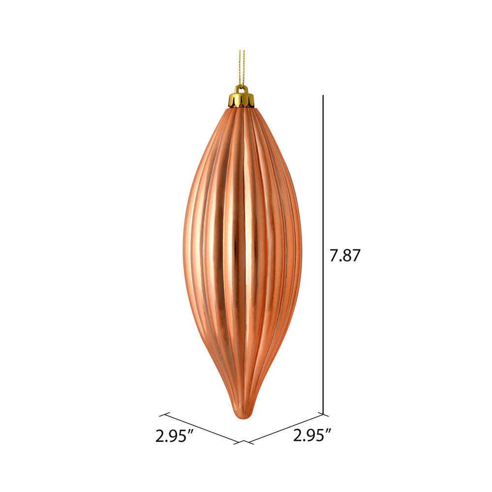 Vickerman 8" Rose Gold Shiny Line Finial Ornament Pack of 4