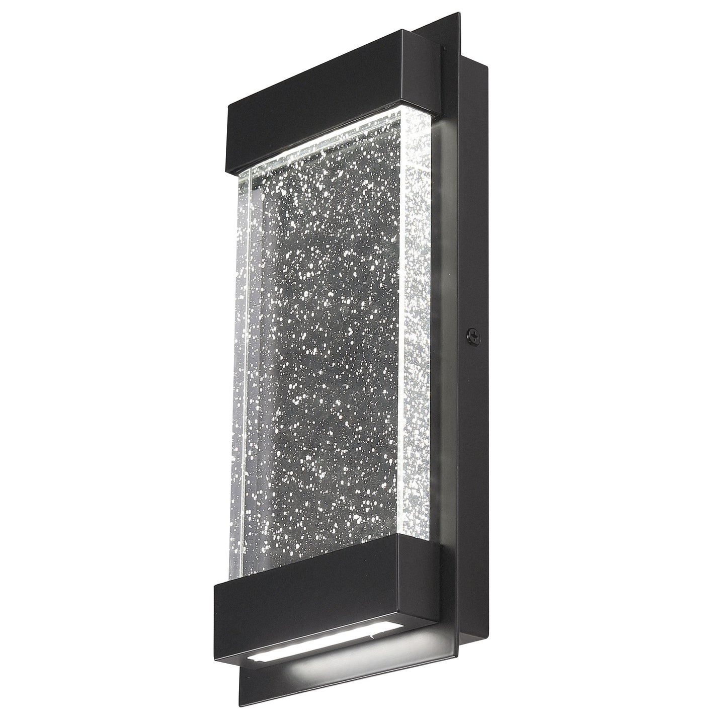 ASD Lighting LED Outdoor Wall Sconce 12" 22W 120V CCT Selectable 3000/4000/5000K Dimmable Clear Seeded Glass, Black ETL