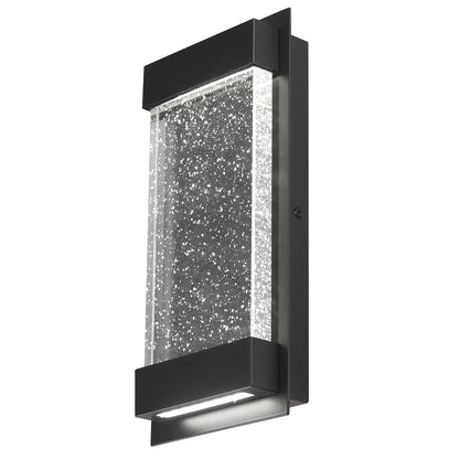 ASD Lighting LED Outdoor Wall Sconce 12" 22W 120V CCT Selectable 3000/4000/5000K Dimmable Clear Seeded Glass, Black ETL