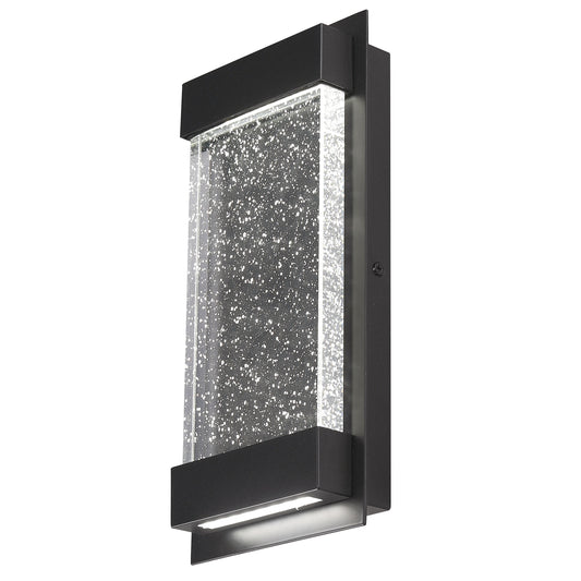 ASD Lighting LED Outdoor Wall Sconce 12" 22W 120V CCT Selectable 3000/4000/5000K Dimmable Clear Seeded Glass, Black ETL