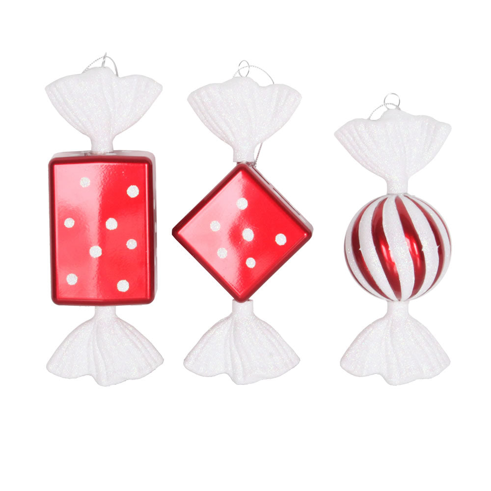 Vickerman 8" Red-White Candy Christmas Ornament 3 per Box