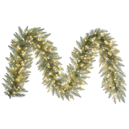 Vickerman 9' Champagne Artificial Christmas Garland Warm White Dura-Lit LED lights.