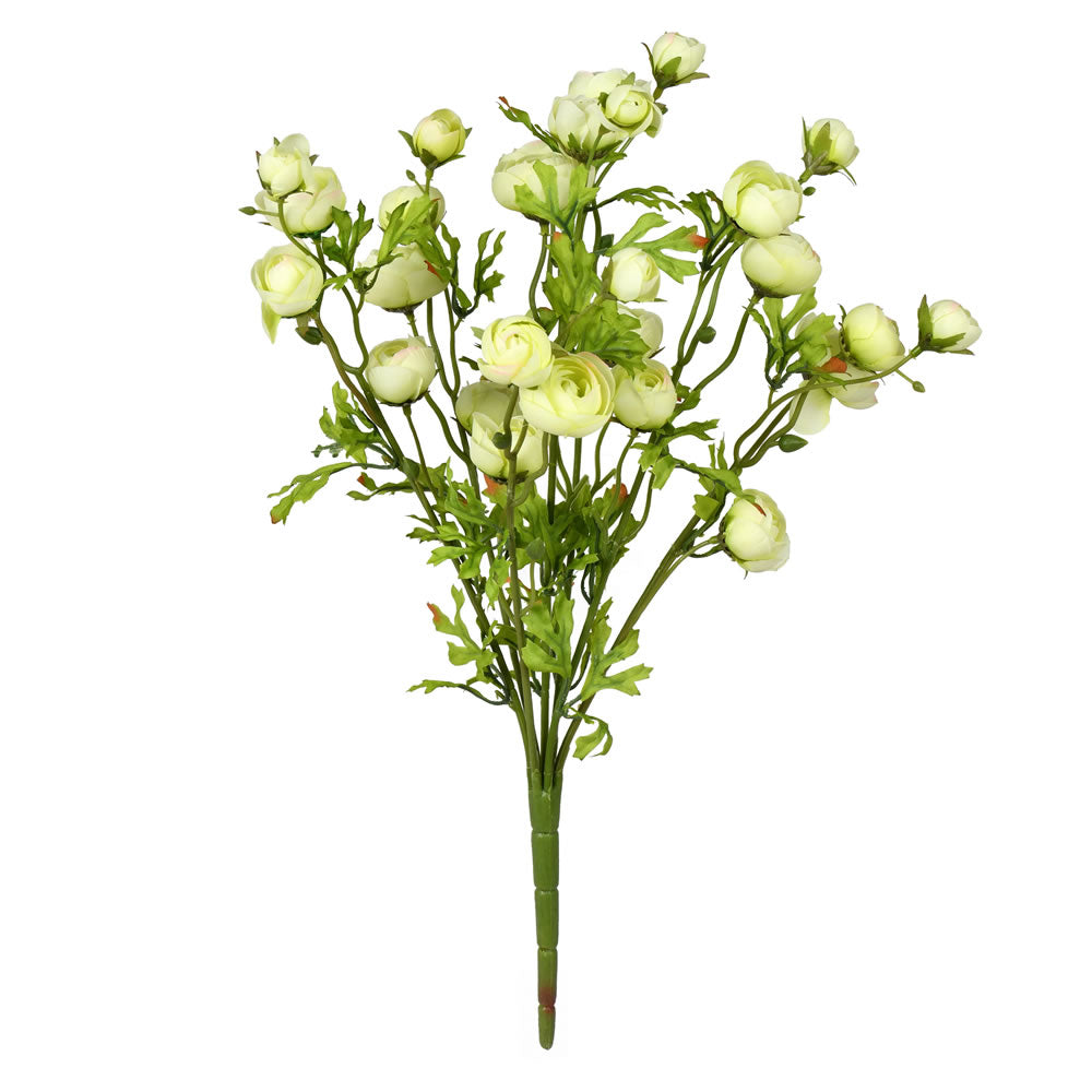 Vickerman 18" Artificial Light Green Ranunculus Bush.