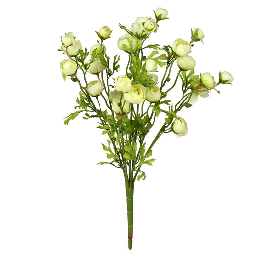 Vickerman 18" Artificial Light Green Ranunculus Bush.