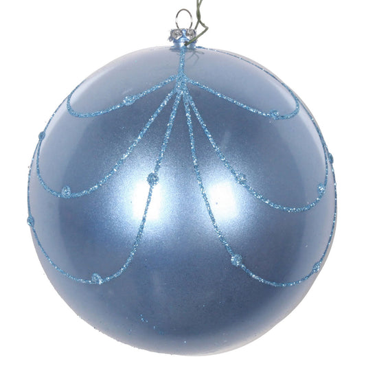 Vickerman 4.75" Periwinkle Candy Finish Curtain Ornament with Glitter Accents 4 per Bag