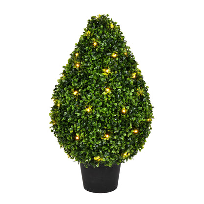 Vickerman Artificial 24" High X 15" Wide Boxwood Teardrop Shaped Bush warm white 3mm LED lights.