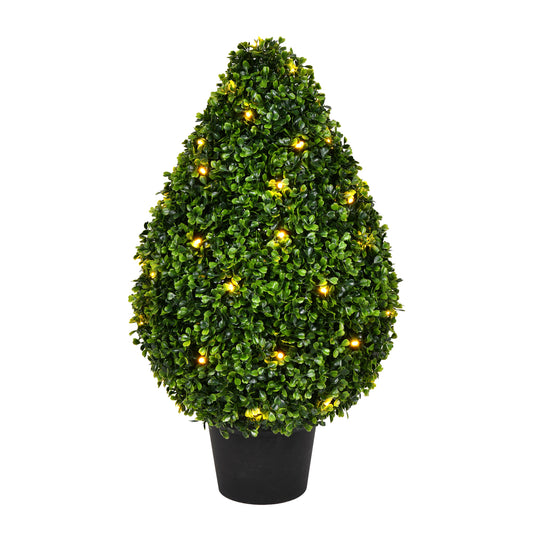 Vickerman Artificial 24" High X 15" Wide Boxwood Teardrop Shaped Bush warm white 3mm LED lights.