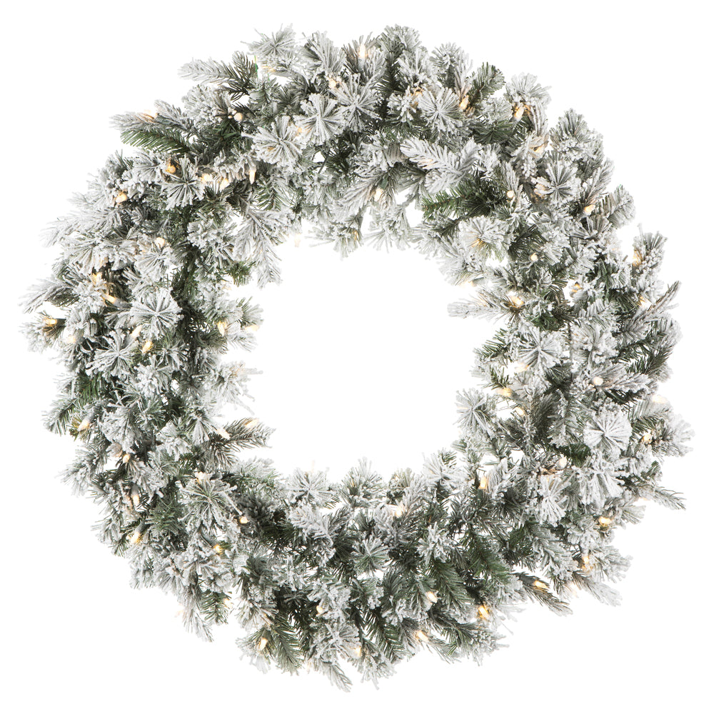 Vickerman 36" Flocked Kiana Artificial Christmas Wreath Warm White Dura-Lit® LED Mini Lights