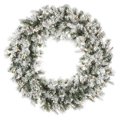 Vickerman 36" Flocked Kiana Artificial Christmas Wreath Warm White Dura-Lit® LED Mini Lights