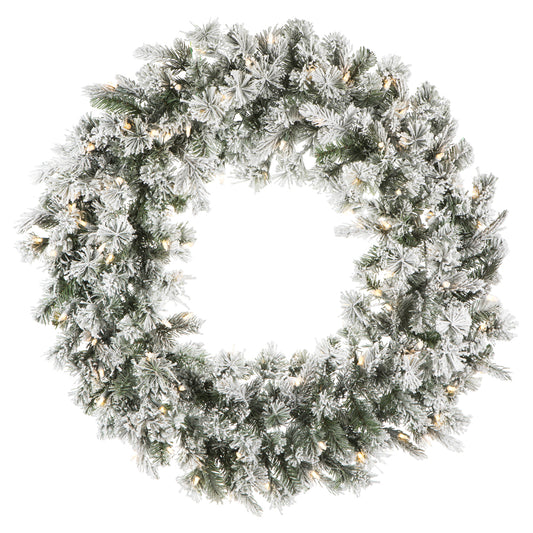 Vickerman 36" Flocked Kiana Artificial Christmas Wreath Warm White Dura-Lit® LED Mini Lights
