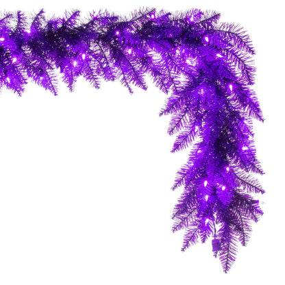 Vickerman 9' Purple Artificial Christmas Garland Purple Dura-Lit LED lights.