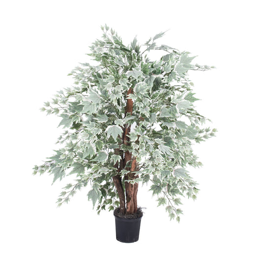 Vickerman 4' Artificial Silver Maple Extra Full Bush Black Plastic Pot.
