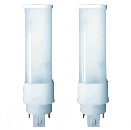 Damar- LED PL Horizontal Recessed Light Bulb Compact Fluorescent Retrofit Ballast Dependent G24Q/GX24Q Base 9W 800 Lumen 3500K Neutral White 120-277V Pack of 2-Single Tube Replacement