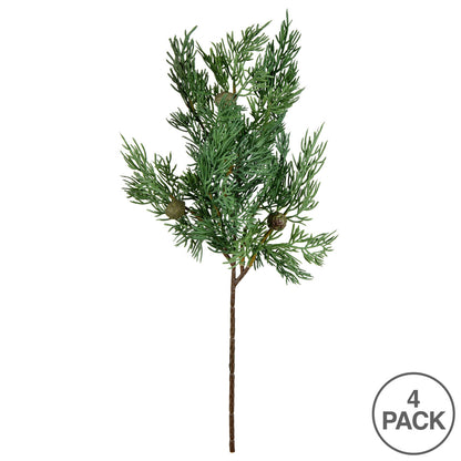 Vickerman 16" Green Stovall Cedar Pine Artificial Christmas Spray. Includes 4 sprays per pack.
