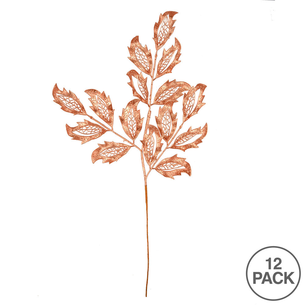Vickerman 22" Copper Matte Mistletoe Leaf Artificial Christmas Spray. Includes 12 sprays per pack.
