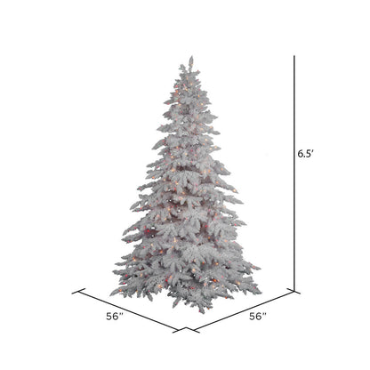 Vickerman 6.5' Flocked White Spruce Artificial Christmas Tree Multi-Colored Lights