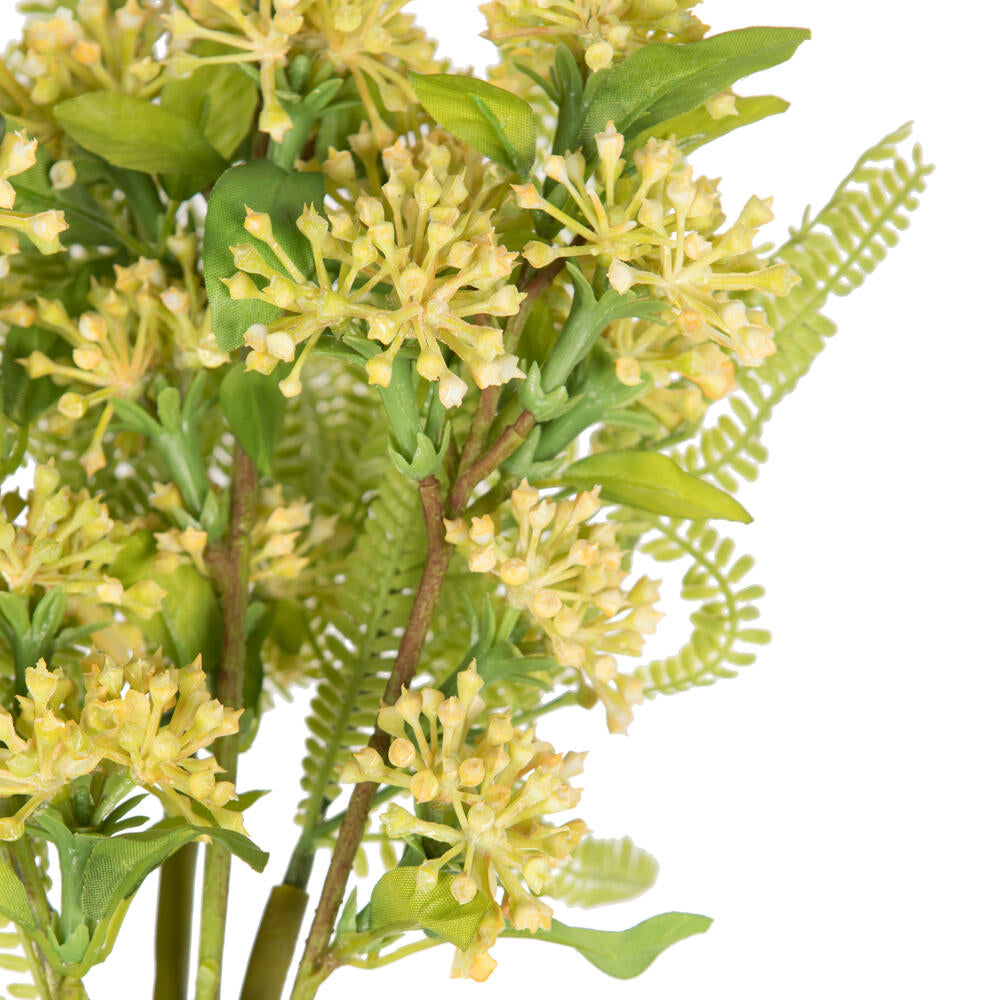 Vickerman 14" Bumblebee Yellow Artificial Wild Berry and Green Fern Bundle 2 per bag.