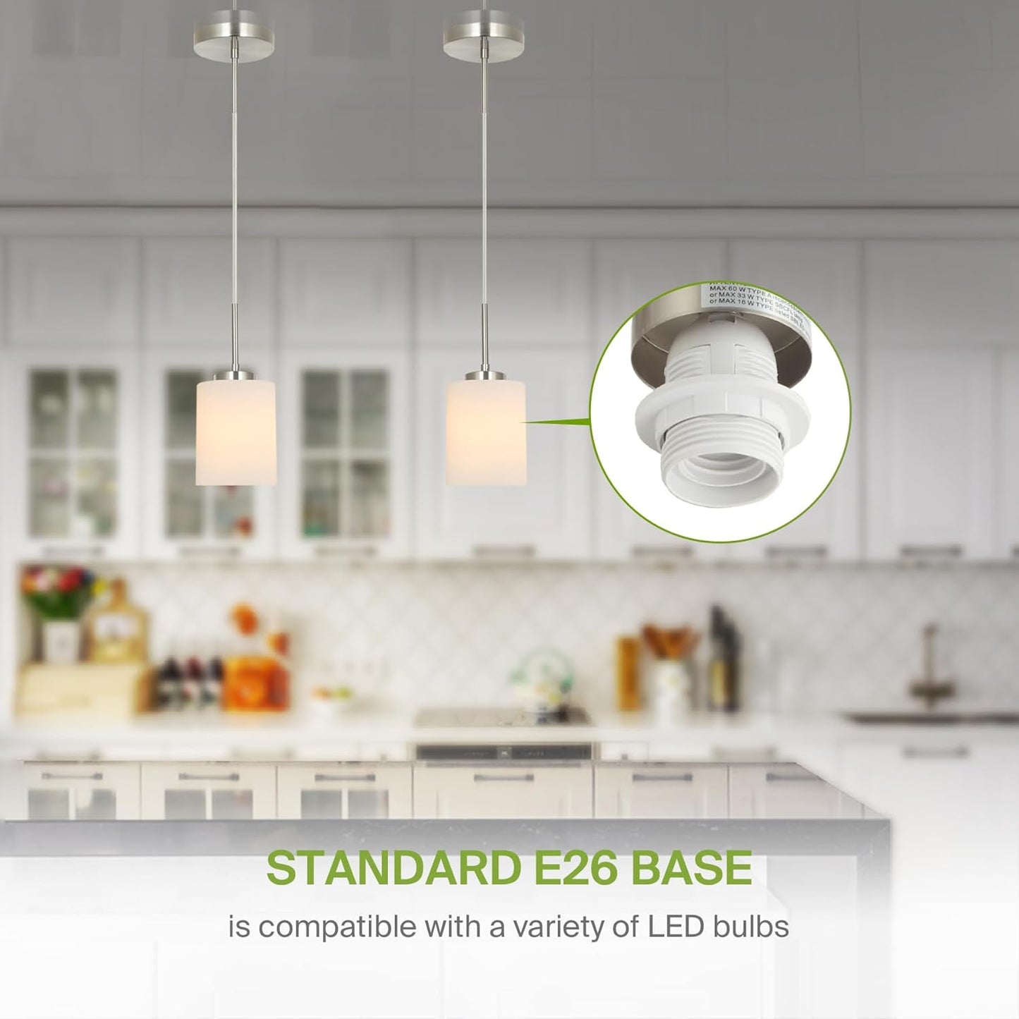 ASD Lighting Mini-Pendant 1xE26 60W 120V Satin Nickel ETL
