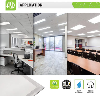 ASD Lighting LED Back-Lit Flat Panel 2x4 40W 4000K Dimmable UL DLC Premium
