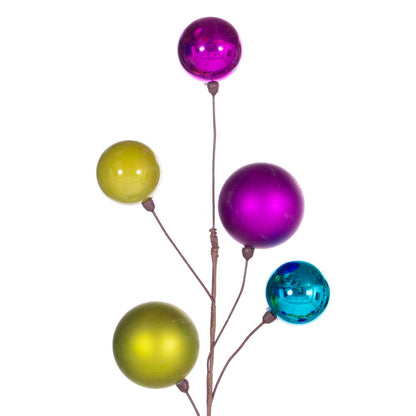 Vickerman 10' Fuchsia Lime And Turquoise Assorted Finish Branch Ball Ornament Garland.