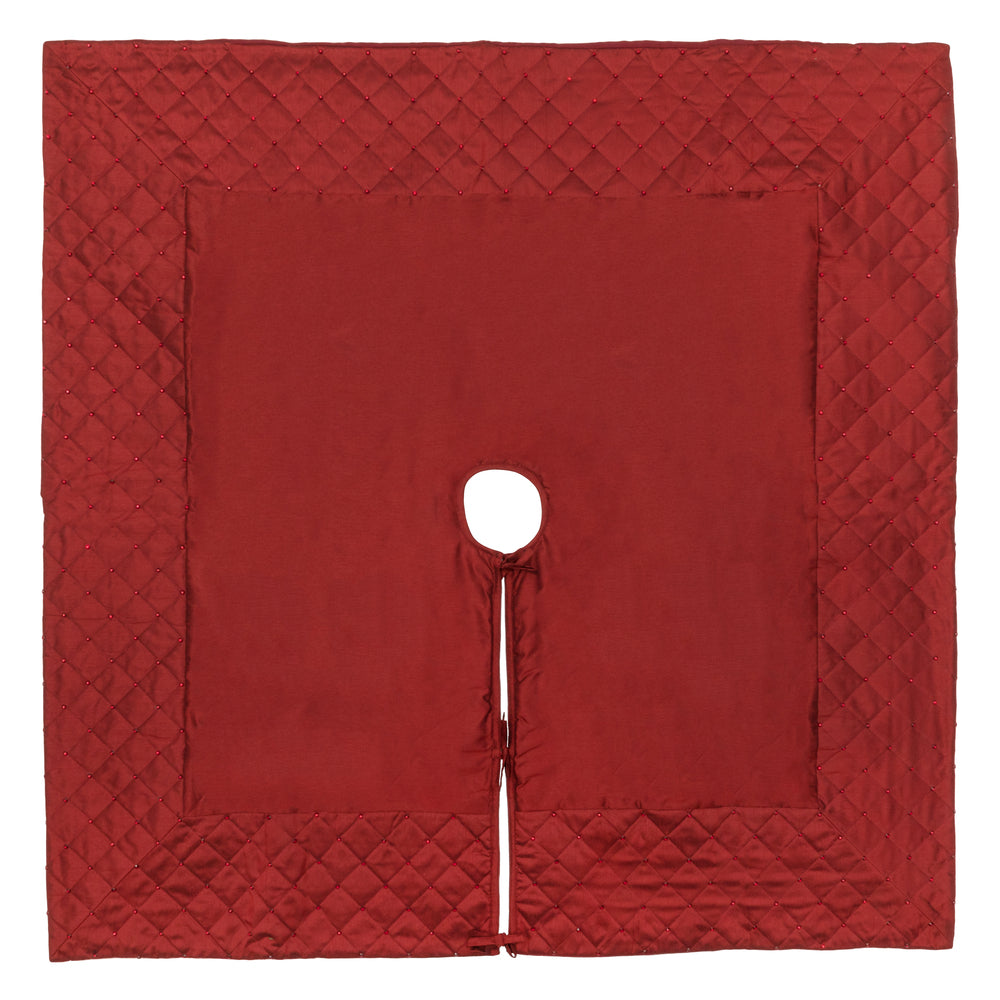 Vickerman 52" Burgundy Quilt Stitch Jewel Christmas Tree skirt