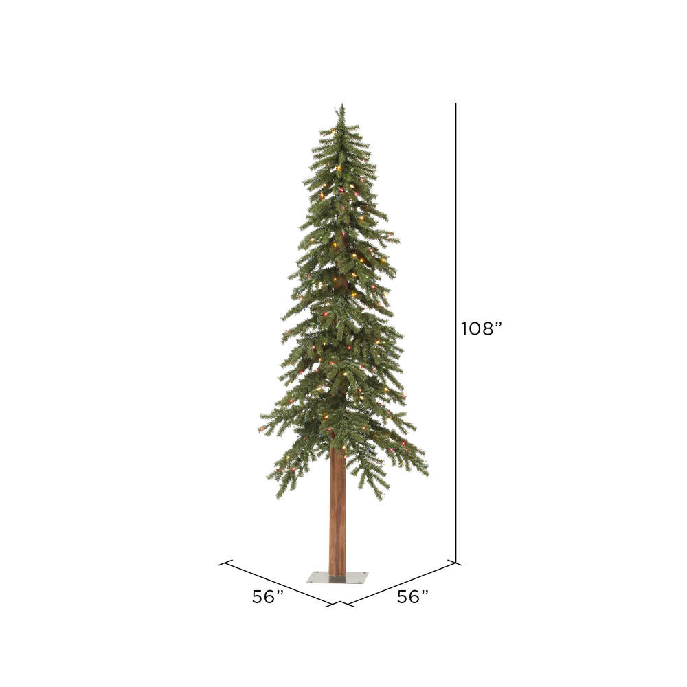 Vickerman 9' x 56" Natural Alpine  Artificial Christmas Tree Multi-colored LED Lights