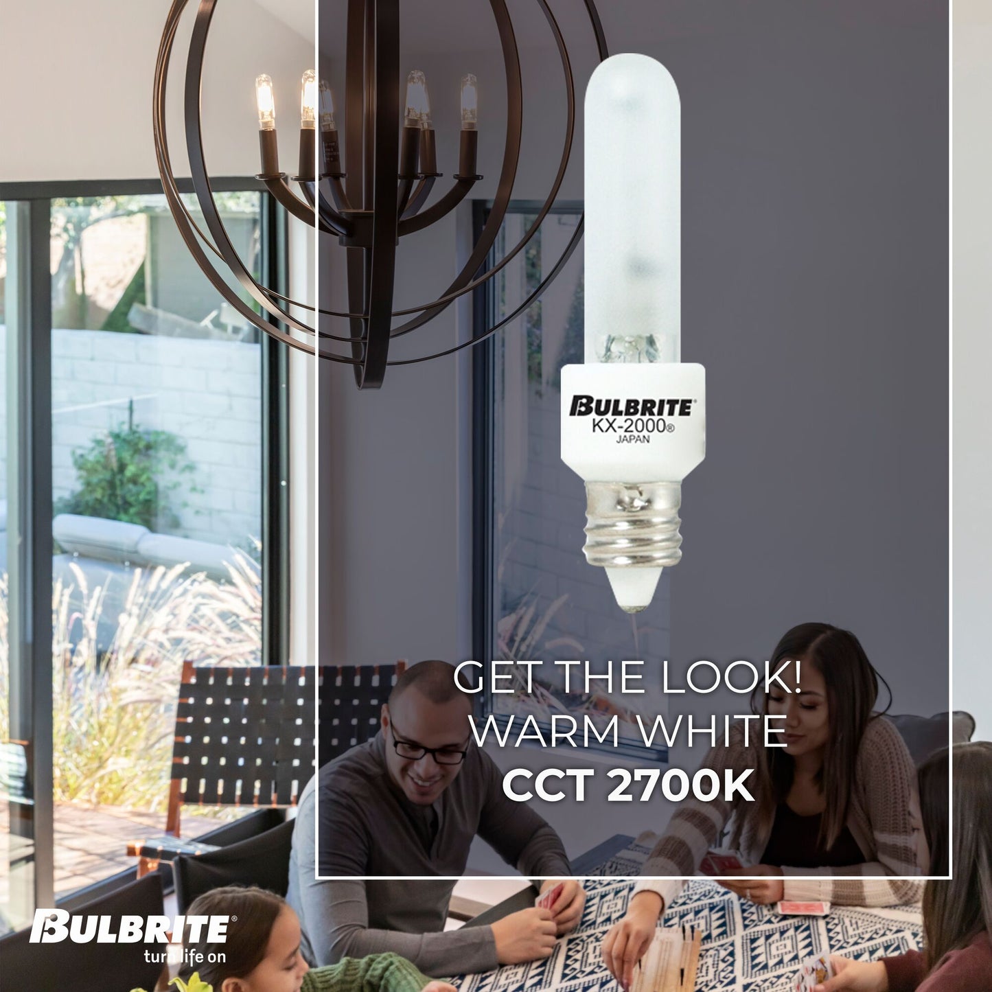 BULBRITE KRYPTON/XENON T3 MINI-CANDELABRA SCREW (E11) 60W DIMMABLE LIGHT BULB 2700K/WARM WHITE 2PK (473161)