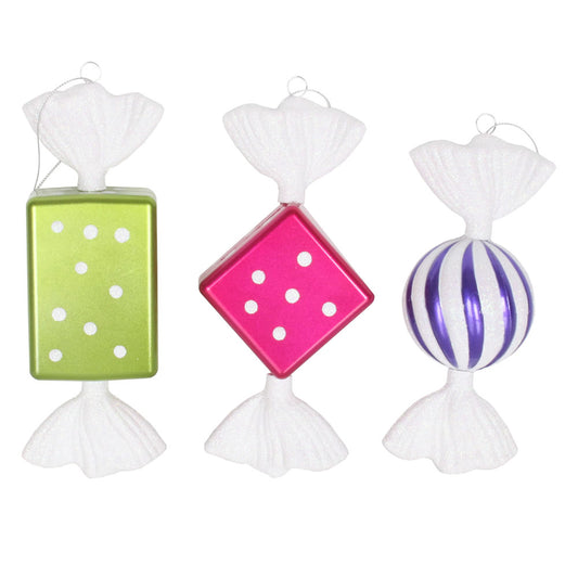 Vickerman 8" Purple-Lime-Cerise Candy Christmas Ornament 3 per Box
