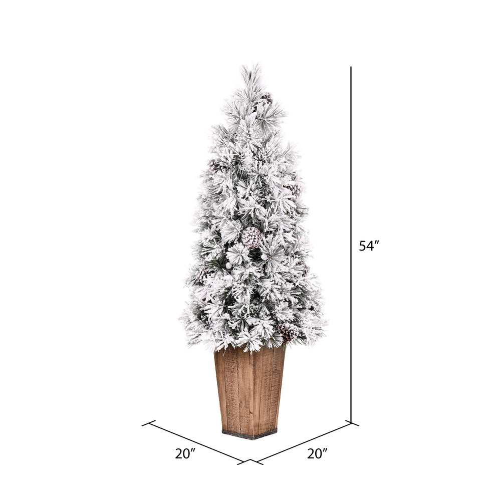 Vickerman 4' x 20" Flocked Kimball Potted Pine Artificial Christmas Tree Unlit