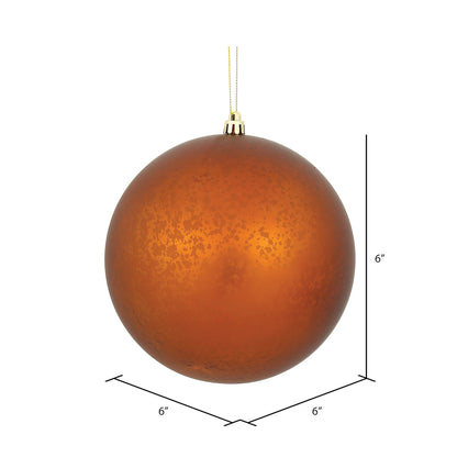 Vickerman 6" Copper Matte Mercury Ball Ornament 4 per Bag