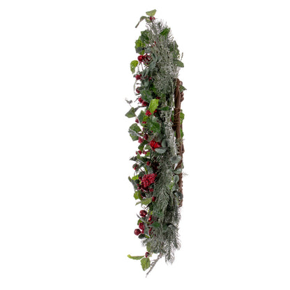 Vickerman 24" Green Artificial Holly Pine and Red Jingle Bell Wreath.