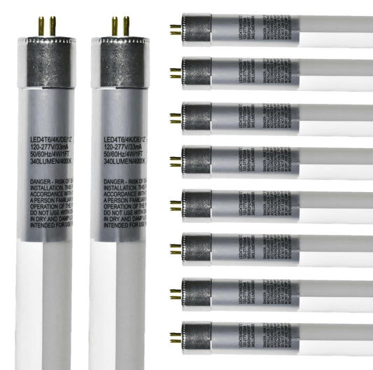 Damar- 1Ft T6 LED Tube Light with Safe Shield Sleeve Type B Dual Ended Ballast Bypass 4W 340 Lumen 4000K Cool White G5 Miniature Base 120-277VAC UL Listed Pack of 10- Fluorescent Replacement Tube