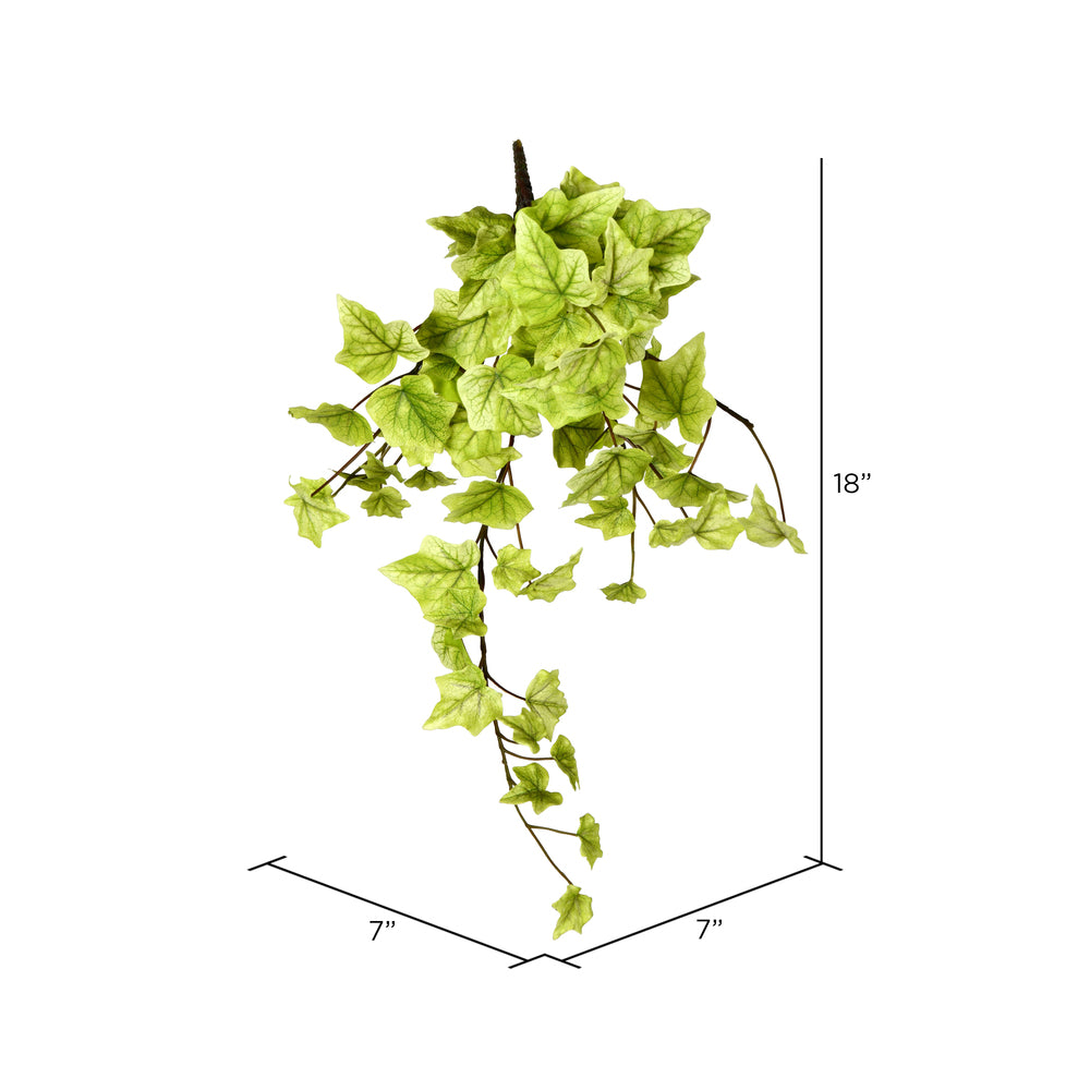 Vickerman 18" Artificial Light Green Ivy Hanging Bush Set of 3