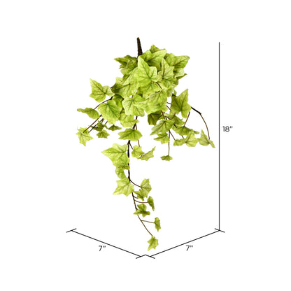 Vickerman 18" Artificial Light Green Ivy Hanging Bush Set of 3