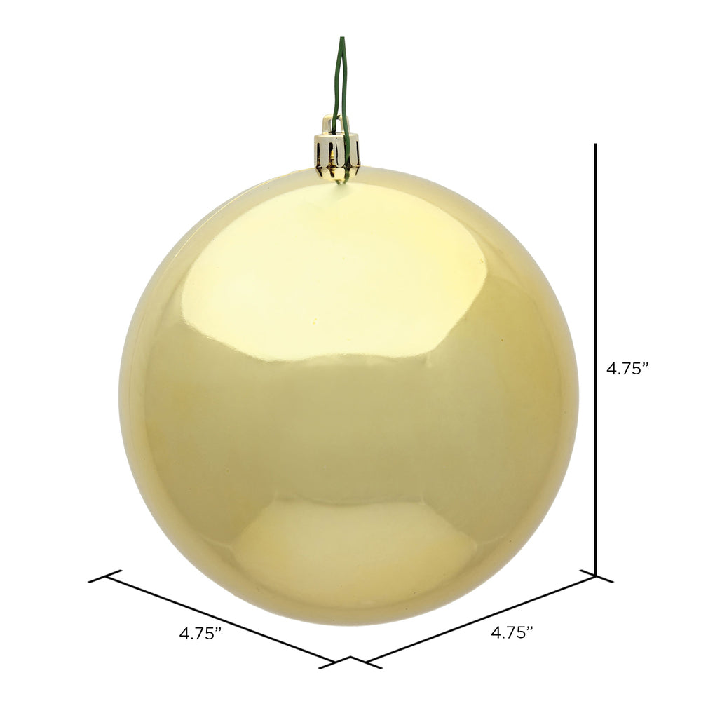 Vickerman 4.75" Gold Shiny Ball Ornament 4 per Bag