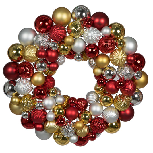 Vickerman 24" Red-Gold-Silver Assorted Ornament Wreath