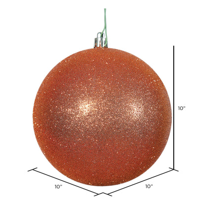 Vickerman 10" Burnished Orange Glitter Ball Ornament