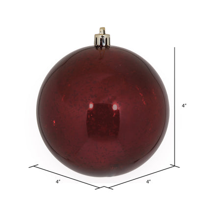 Vickerman 4" Burgundy Shiny Mercury Ball Ornament 6 per Bag.