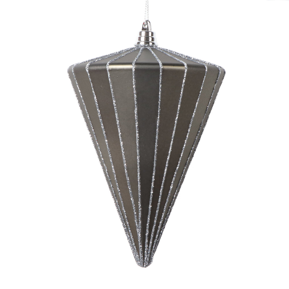 Vickerman 6" Matte Pewter Cone Ornament 3 per bag.