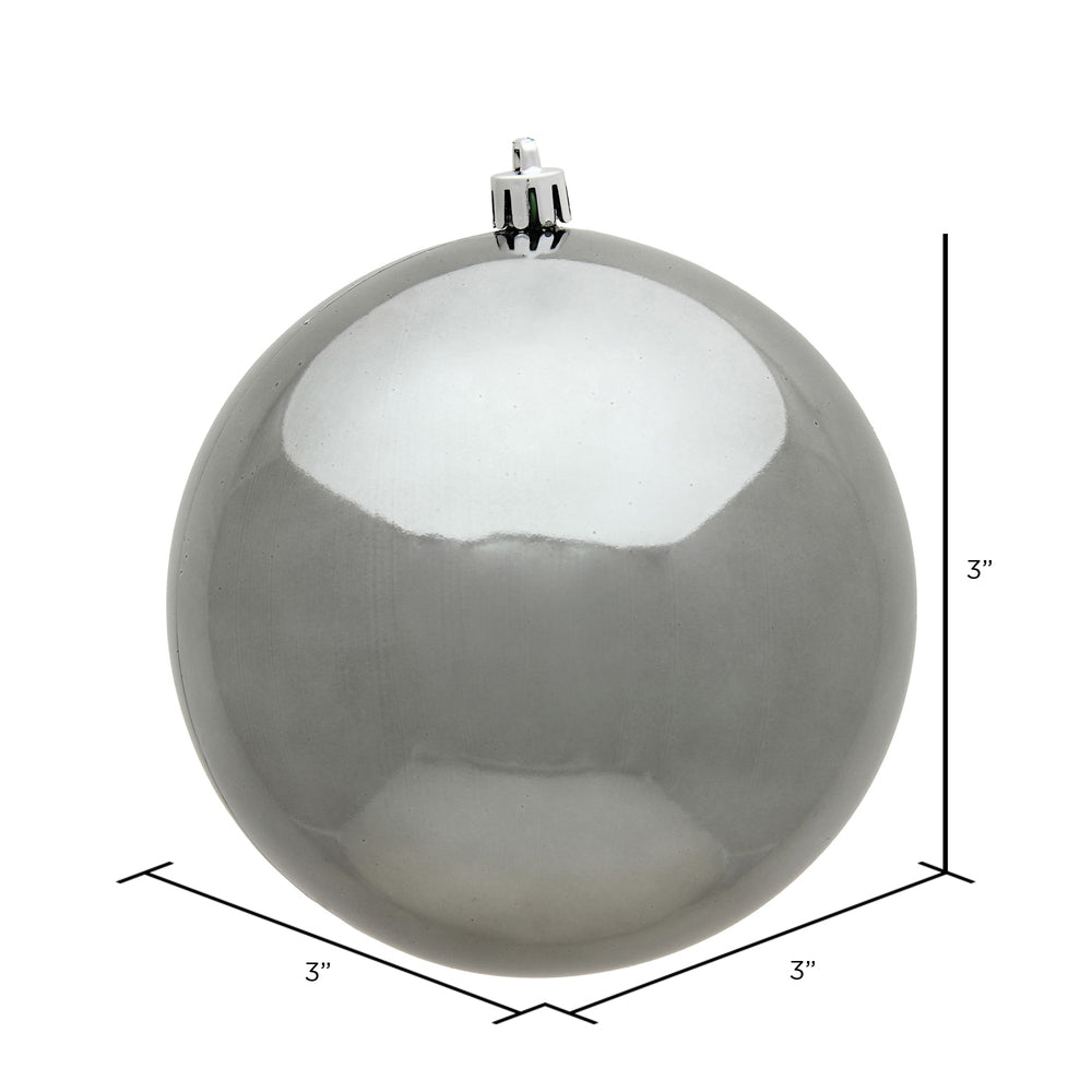 Vickerman 3" Pewter Shiny Ball Ornament 12 per Bag