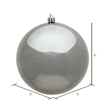 Vickerman 3" Pewter Shiny Ball Ornament 12 per Bag