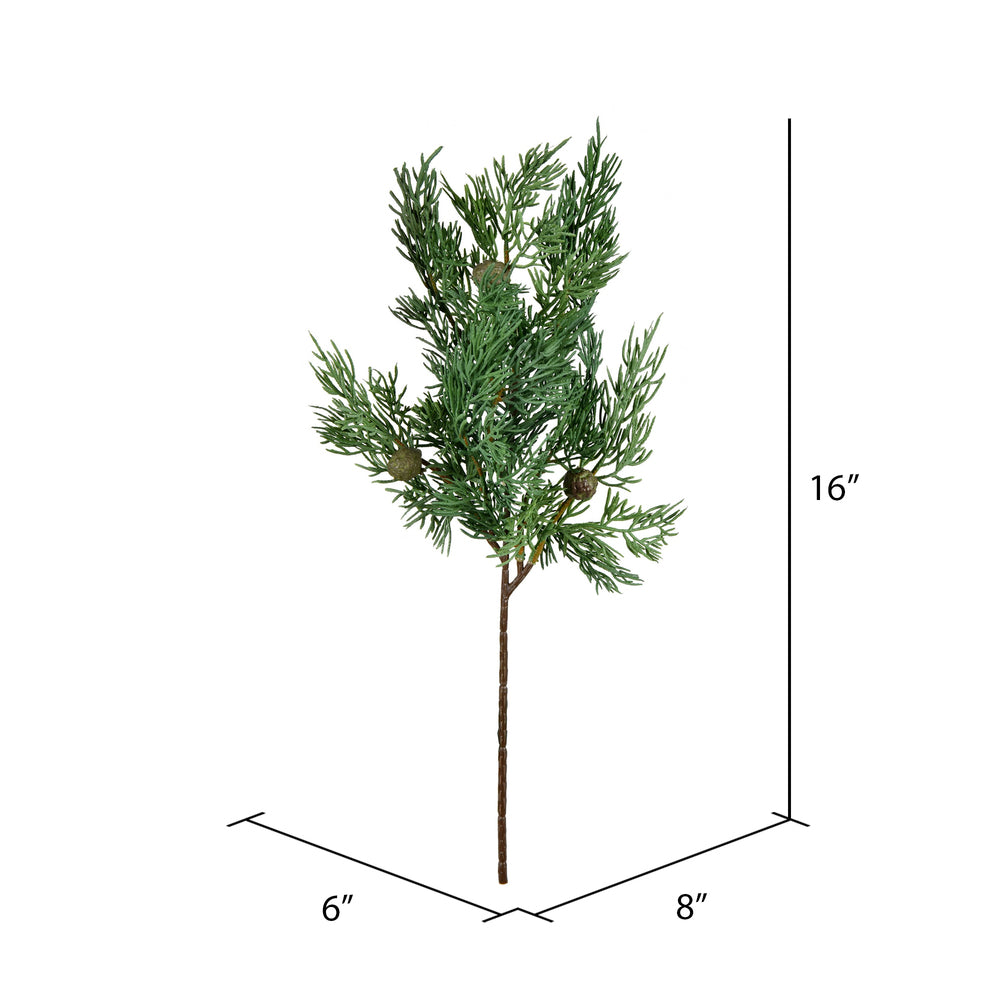 Vickerman 16" Green Stovall Cedar Pine Artificial Christmas Spray. Includes 4 sprays per pack.